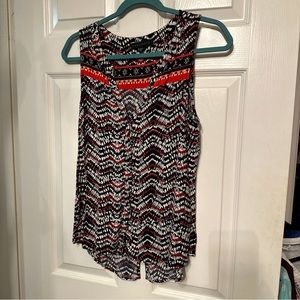 Sanctuary M Womens Tank Top Shirt  sleeveless button split Vneck vibrant Rayon